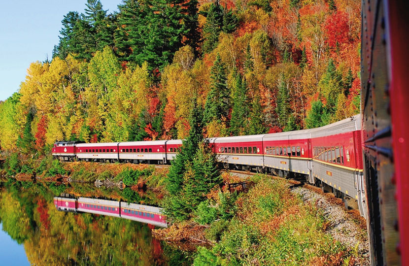 The Agawa Canyon Tour Train pushes north from Sault Ste. Marie, Ontario.